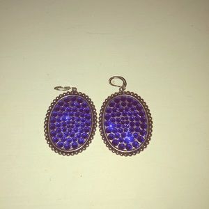 Blue tin rhinestone earrings